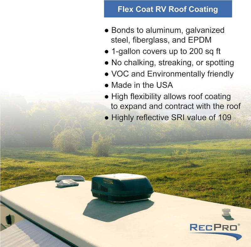 RecPro RV Roof Coating Gallon | Top Coat Sealer | Water-Based Acrylic Rubber Roof Coating and Sealant | Bonds to Aluminum, Galvanized Steel, Fiberglass, TPO, PVC, EPDM, Rubber Roofing - Image 4